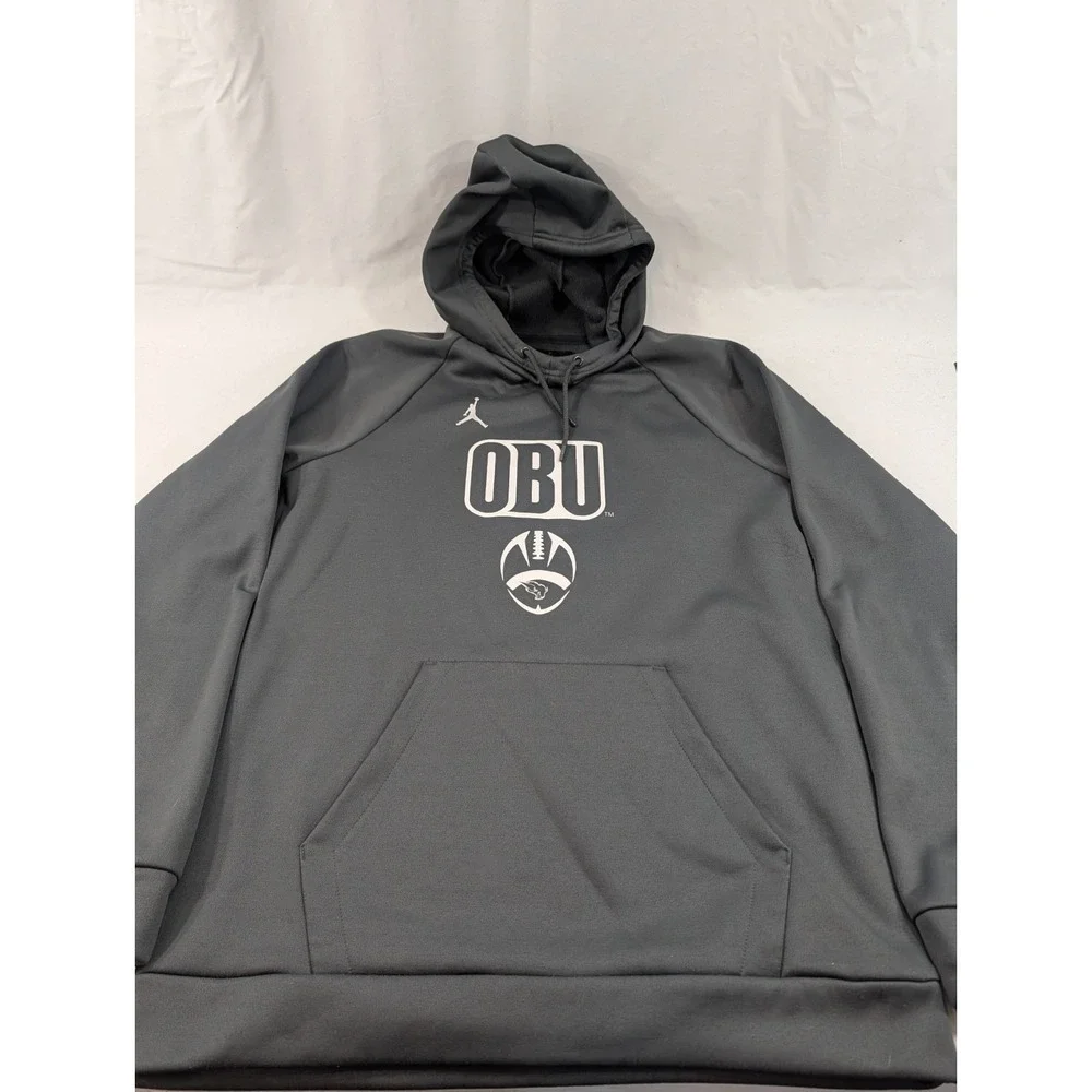 Jordan Nike Oklahoma Baptist University Bison Pullover Hoodie Football Gray Larg